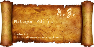 Mitzger Zóra névjegykártya